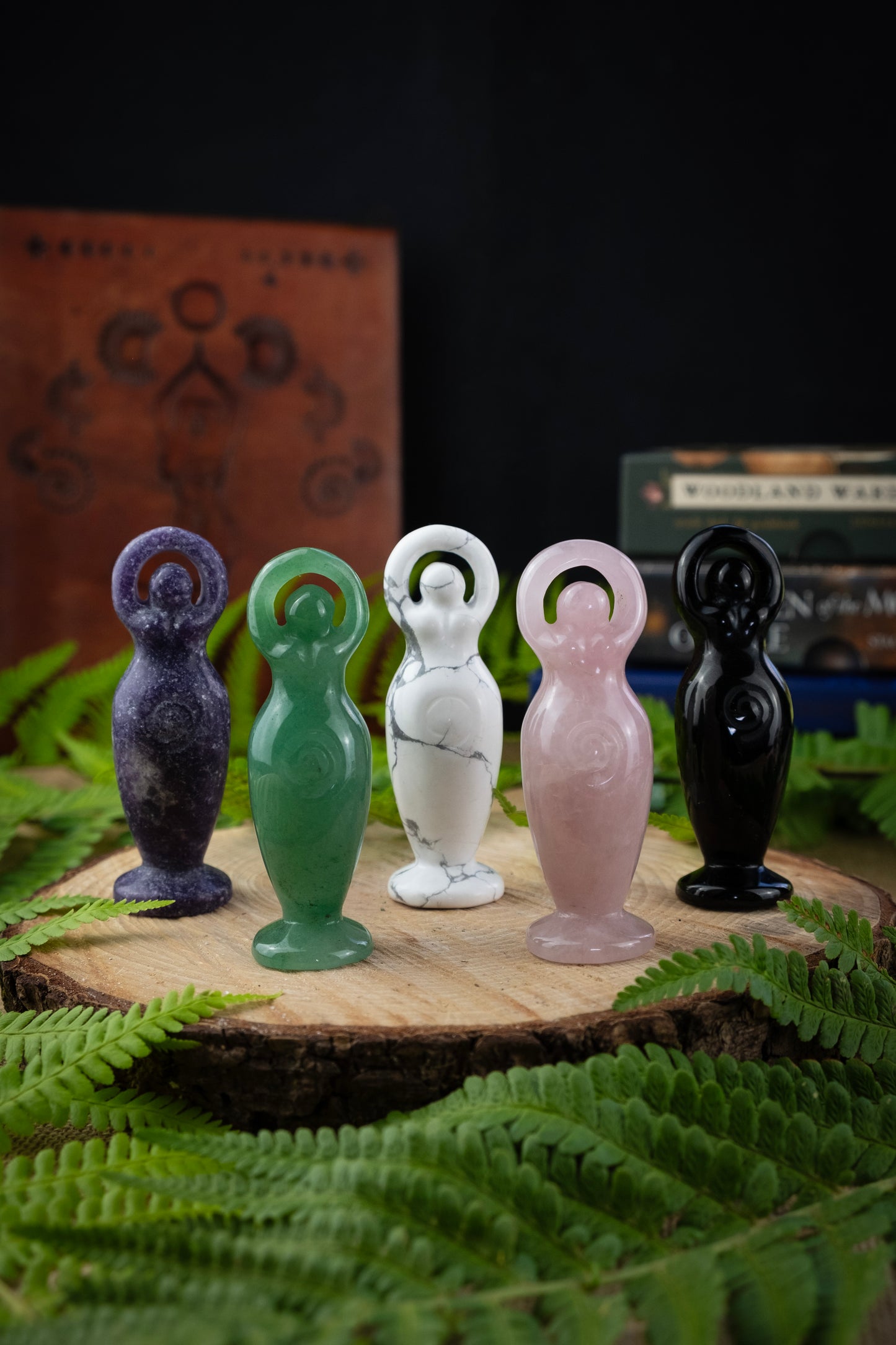 Crystal Spiral Goddess, hand carved goddess.