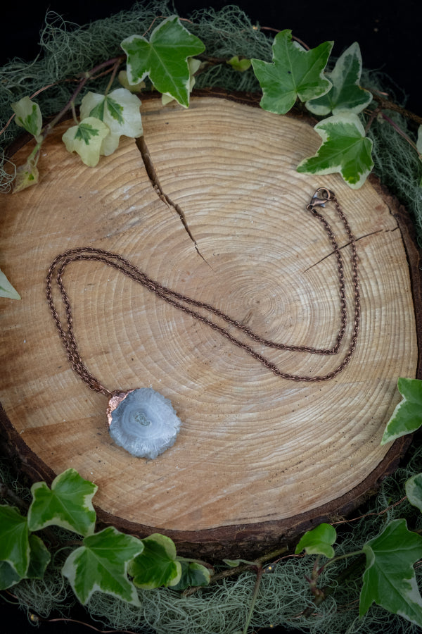 Solar Quartz Pendant, Copper Wrapped Gemstone Necklace, Raw Crystal Jewellery, Handcrafted Healing Stone Talisman Gift