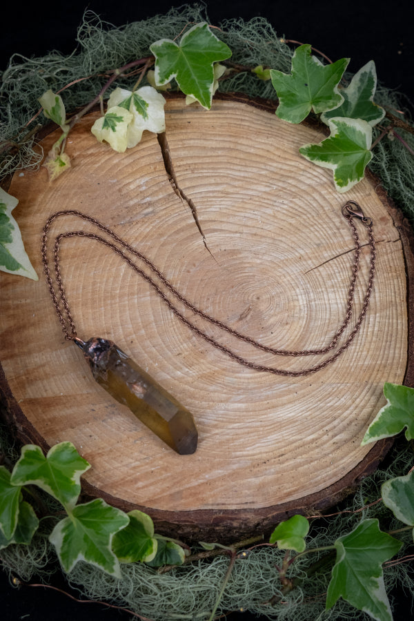Smokey Citrine Copper Pendant, Ethically Sourced Gemstone Necklace for Protection, Grounding, Joy and Manifestation Crystal Jewellery