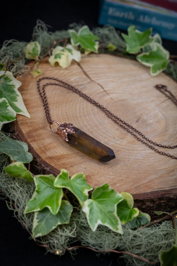 Smokey Citrine Copper Pendant, Ethically Sourced Gemstone Necklace for Protection, Grounding, Joy and Manifestation Crystal Jewellery