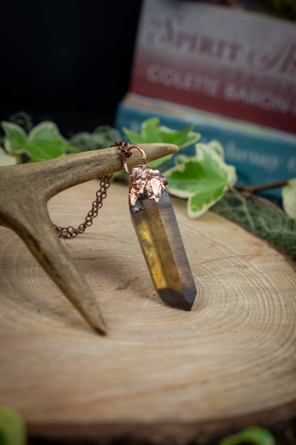 Smokey Citrine Copper Pendant, Ethically Sourced Gemstone Necklace for Protection, Grounding, Joy and Manifestation Crystal Jewellery