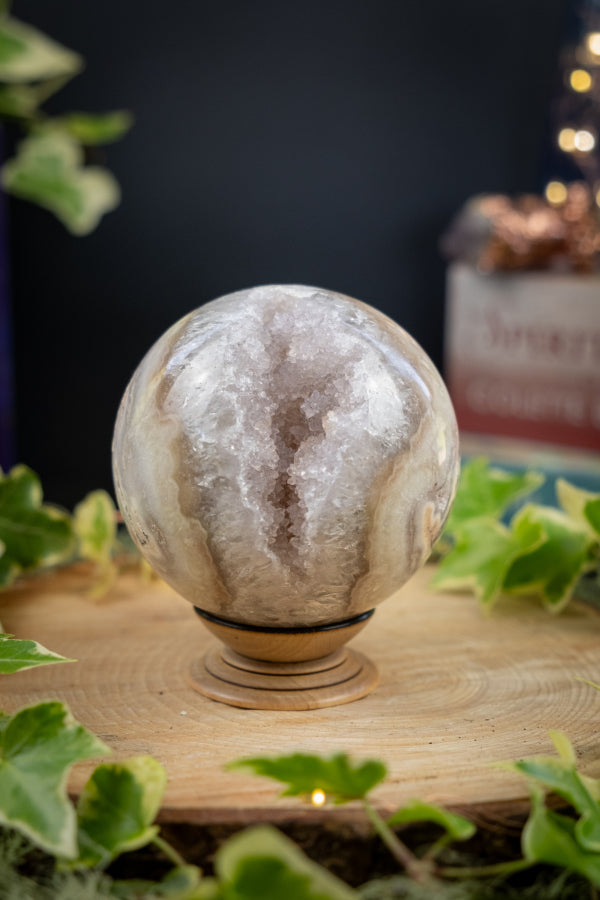 Drusy Agate Amethyst Crystal Sphere from Brazil, Calming Stone of Intuition, Tranquility and Subtle Feminine Power
