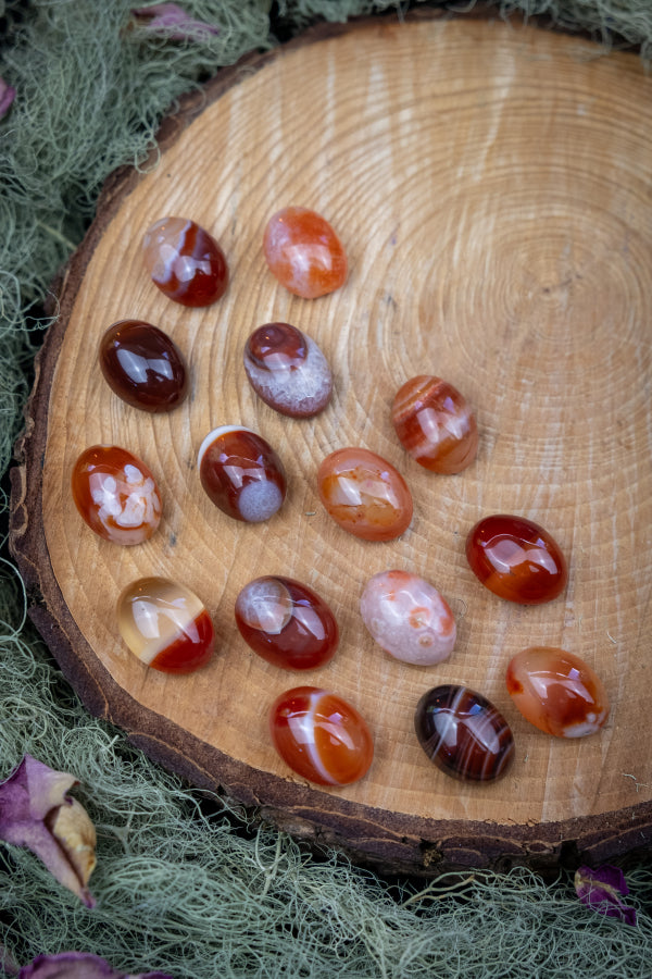 High Grade Carnelian Cabochons, Fiery Orange Red Crystal Gemstones for Jewellery Making, Healing and Creativity