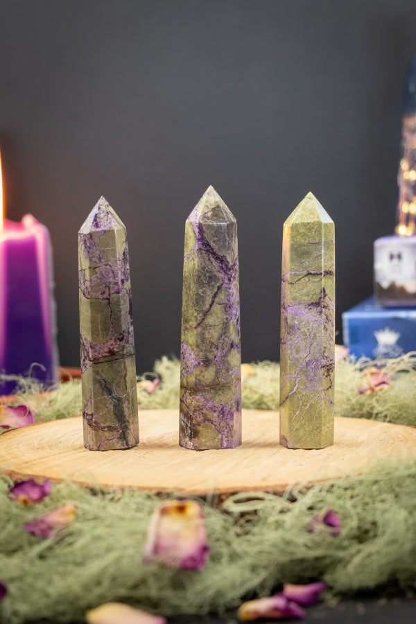Atlantisite Crystal Point, Natural Healing Stone for Spiritual Growth Protection and Heart Chakra Balance