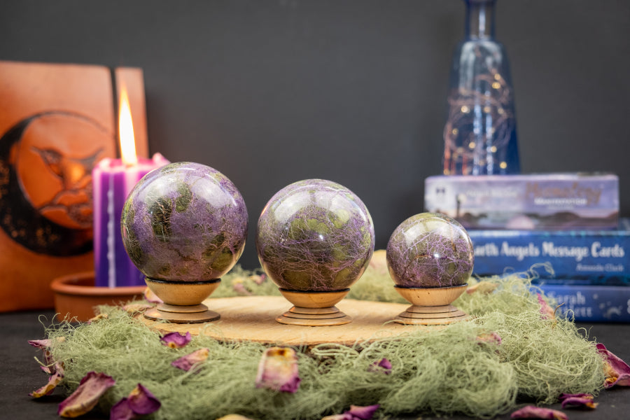 Atlantisite Crystal Sphere for Emotional Healing, Heart Wisdom, and Ancient Earth Energy Connection