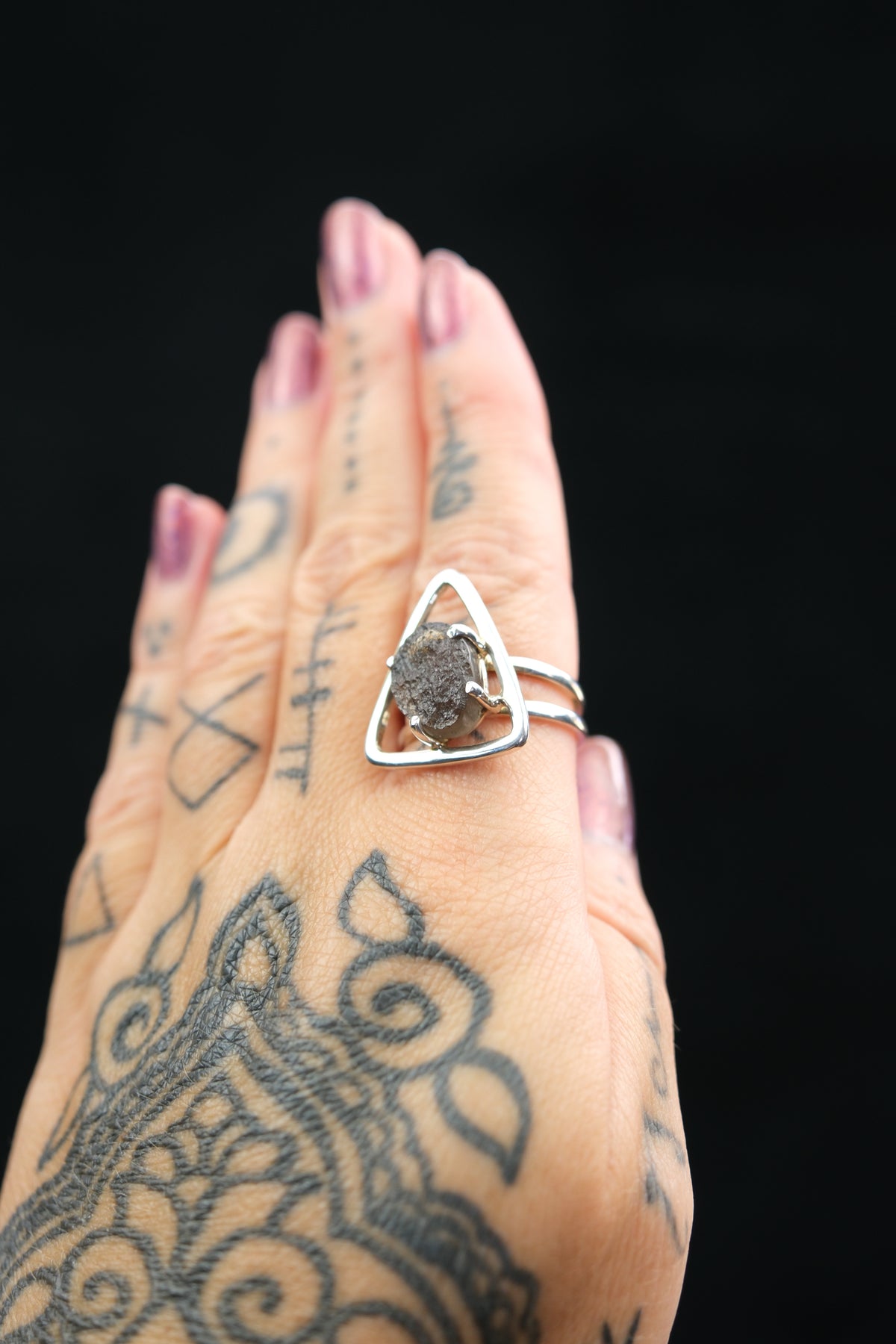 Raw Agni Manitite Triangle Sterling Silver Ring