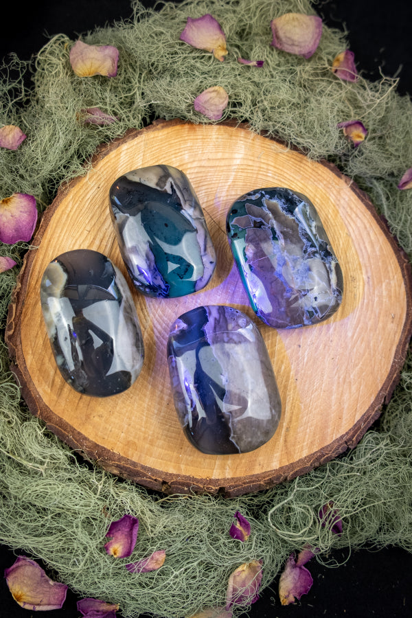 Volcano Agate Palm Stone, Fire Agate Crystal, Grounding Stone, Protection Gem for Meditation and Energy Healing