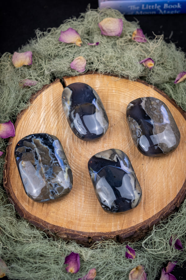 Volcano Agate Palm Stone, Fire Agate Crystal, Grounding Stone, Protection Gem for Meditation and Energy Healing