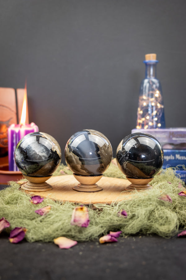 Volcano Agate Crystal Sphere, UV Reactive Healing Stone, Grounding and Protective Gemstone