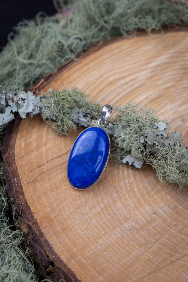 Lapis Lazuli Silver Pendant, Deep Blue Healing Stone, Intuition Crystal Jewellery, Handmade Gemstone Necklace, Spiritual Gift