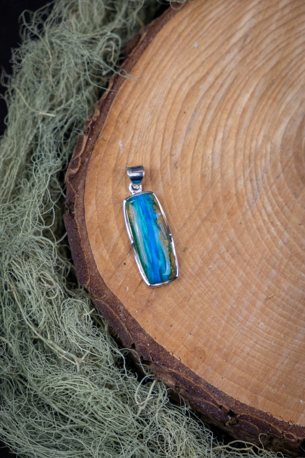 Indonesian Opal Silver Pendant, Blue Green Teardrop Gemstone Jewellery, Healing Crystal Stone Necklace, Unique Gift for Her