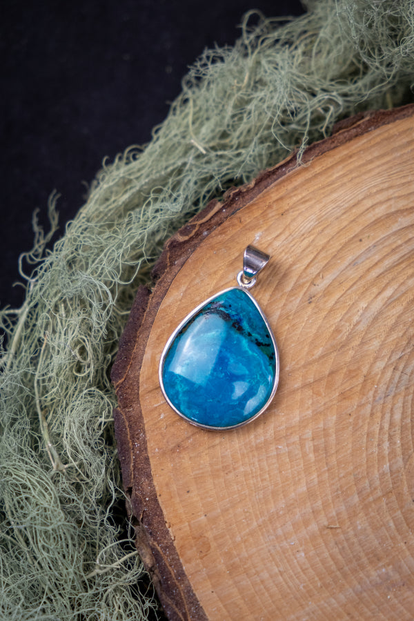 Indonesian Opal Silver Pendant, Blue Green Teardrop Gemstone Jewellery, Healing Crystal Stone Necklace, Unique Gift for Her