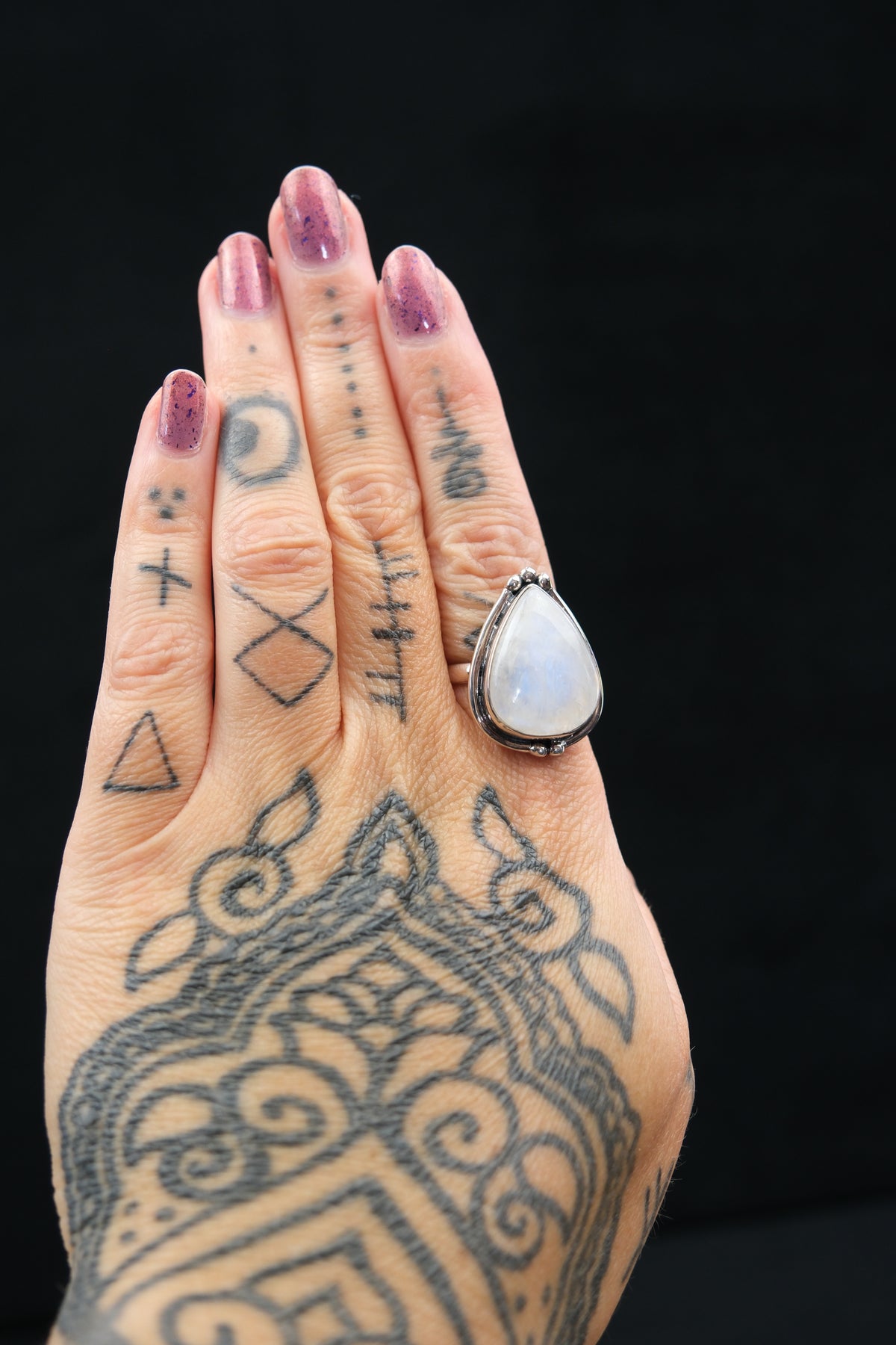 High Grade Rainbow Moonstone Sterling Silver Ring