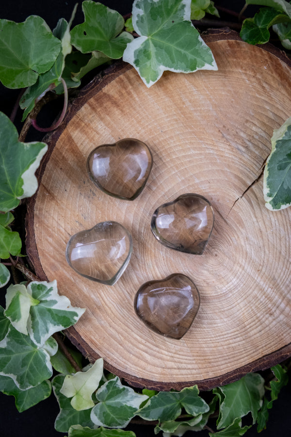 Smokey Quartz Heart Crystal, Natural Healing Gemstone Stone for Grounding, Protection, Stress Relief and Chakra Balance