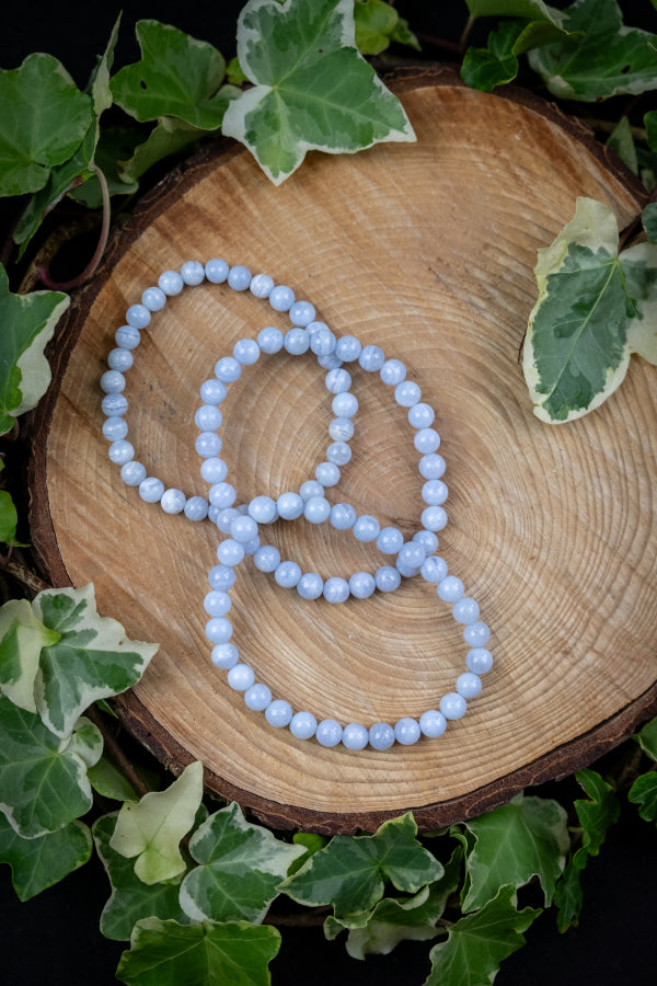 Blue lace agate crystal bracelet, Soothing stone, perfect for stress and overwhelm.