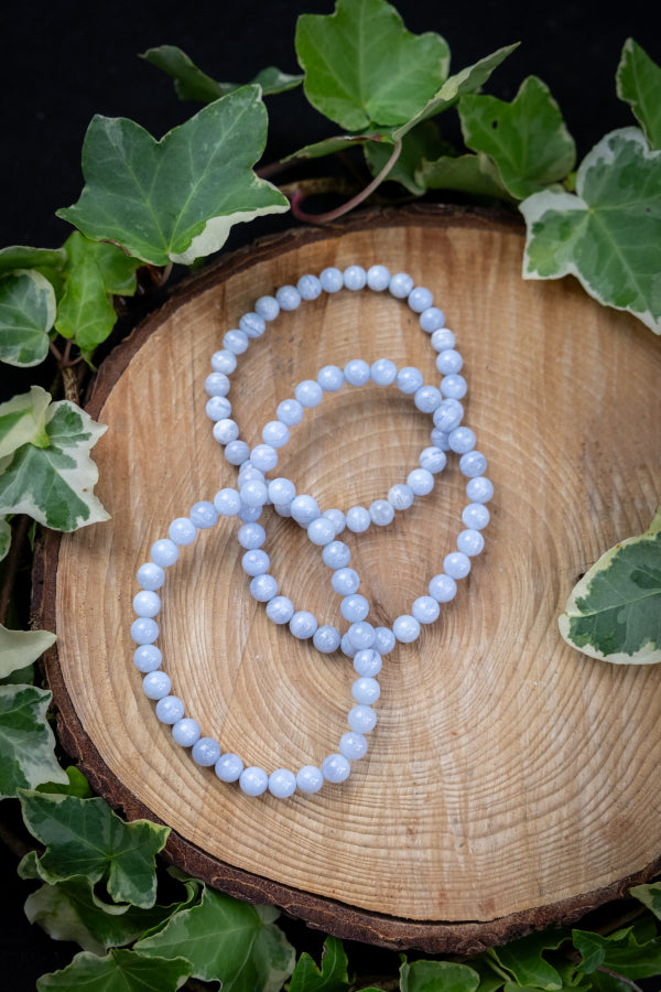 Blue lace agate crystal bracelet, Soothing stone, perfect for stress and overwhelm.