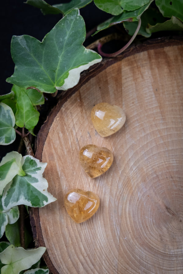 Natural Citrine Mini Heart Crystal, Golden Gemstone of Abundance, Joy and Manifestation, High Energy Healing Stone