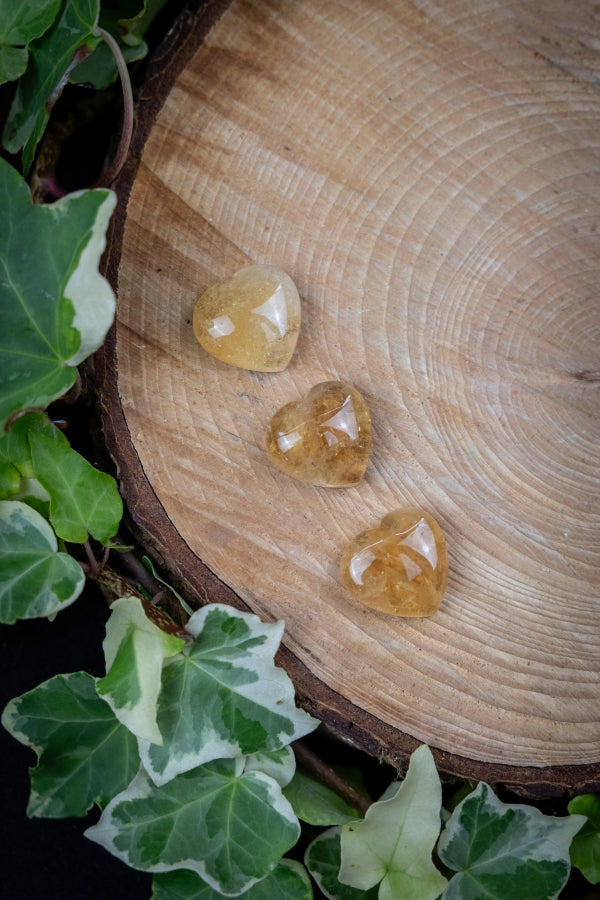 Natural Citrine Mini Heart Crystal, Golden Gemstone of Abundance, Joy and Manifestation, High Energy Healing Stone
