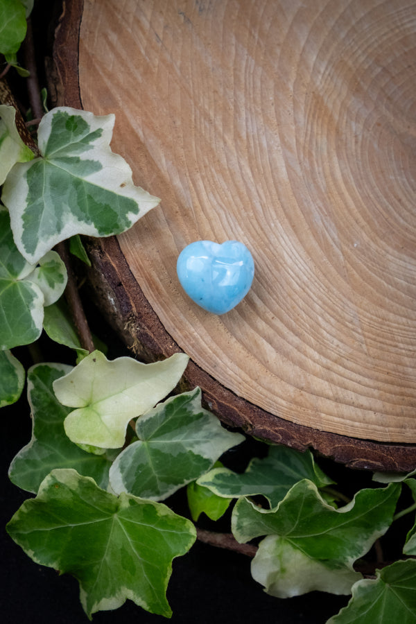 Larimar Heart, Soothing Ocean Gemstone, Calming Crystal, Emotional Healing Stone, Throat Chakra Stone, Hormone support