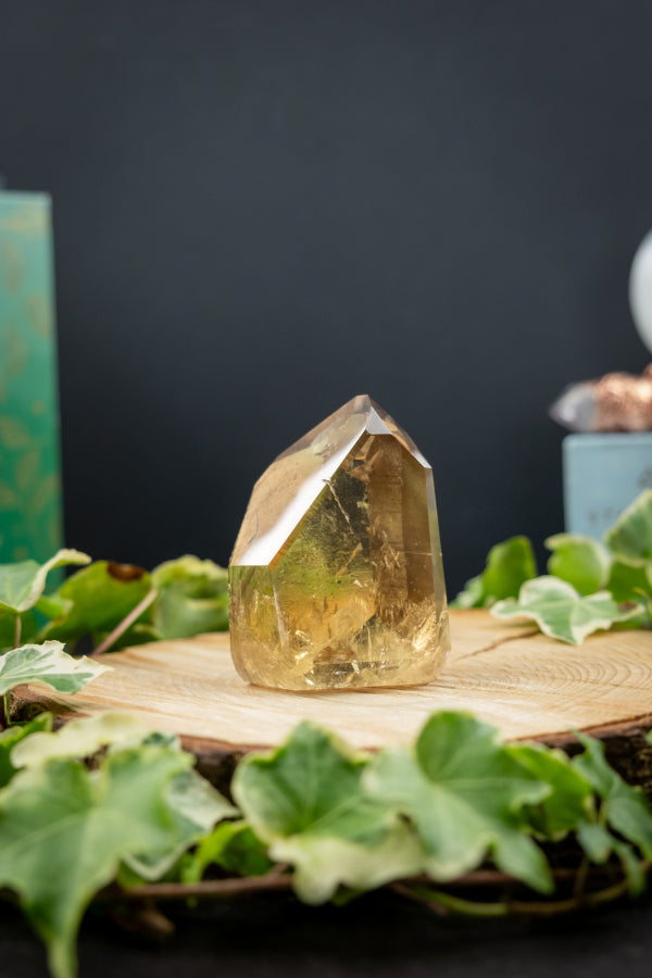 Smokey Citrine Natural Point Crystal from Brazil, Smoky Quartz Citrine Healing Stone, Grounding and Manifestation Gemstone