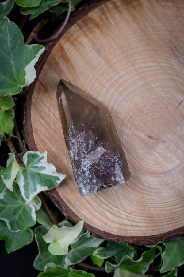 Smokey Citrine Natural Point Crystal from Brazil, Smoky Quartz Citrine Healing Stone, Grounding and Manifestation Gemstone