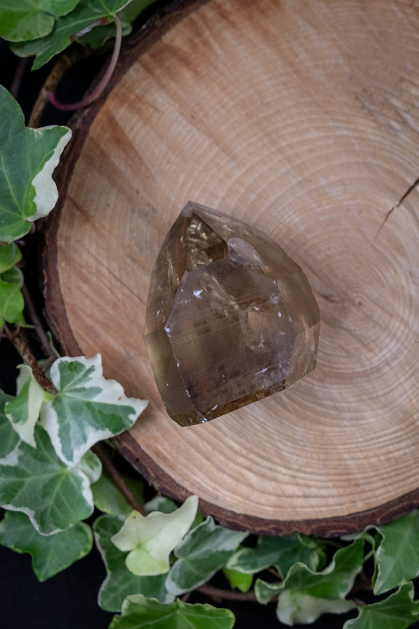 Smokey Citrine Natural Point Crystal from Brazil, Smoky Quartz Citrine Healing Stone, Grounding and Manifestation Gemstone