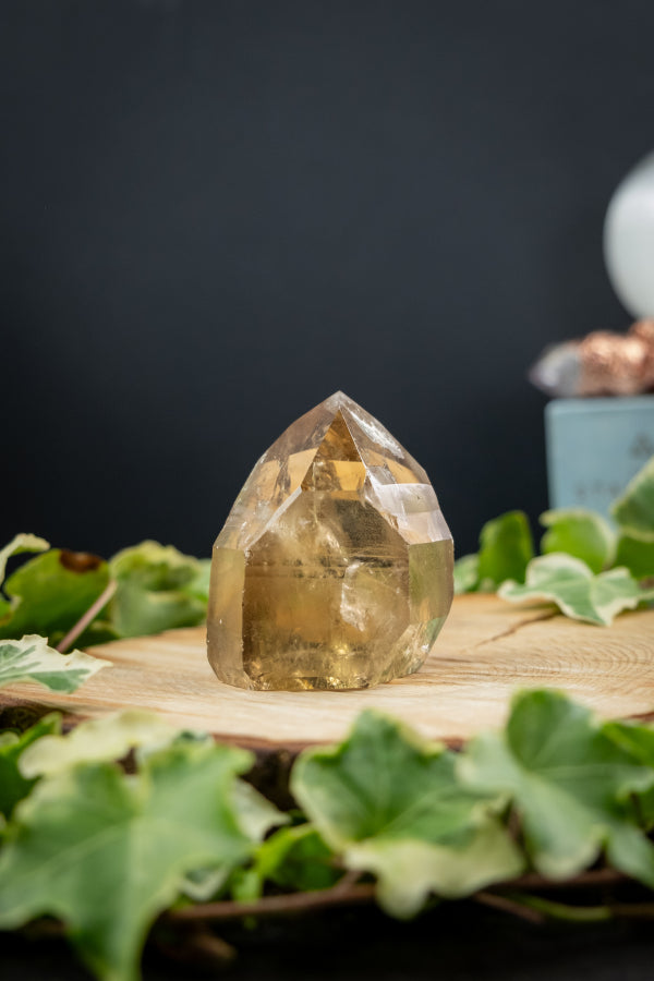 Smokey Citrine Natural Point Crystal from Brazil, Smoky Quartz Citrine Healing Stone, Grounding and Manifestation Gemstone
