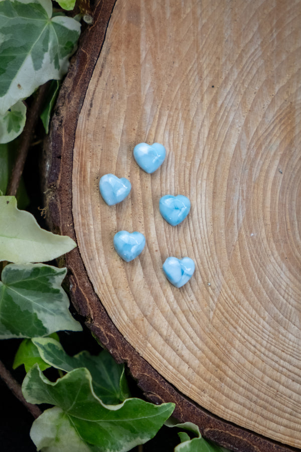 Larimar Mini Heart, Soothing Ocean Gemstone, Calming Crystal, Emotional Healing Stone, Throat Chakra Stone, Tiny Heart Stone