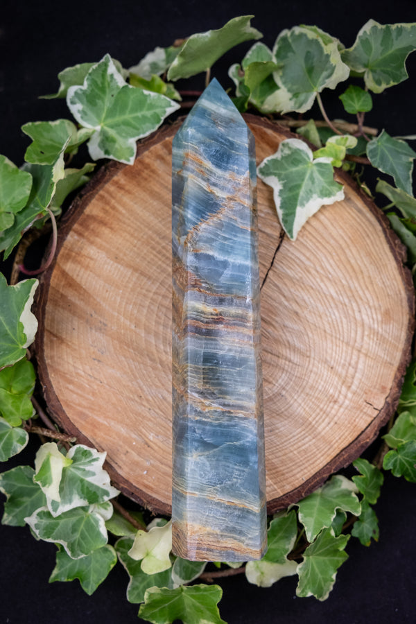 Large Lemurian Aquatine Calcite Point, Rare Blue Gemstone Tower, High Grade Healing Crystal Stone for Calm Intuition and Flow