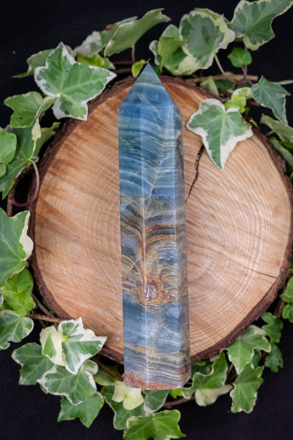 Large Lemurian Aquatine Calcite Point, Rare Blue Gemstone Tower, High Grade Healing Crystal Stone for Calm Intuition and Flow