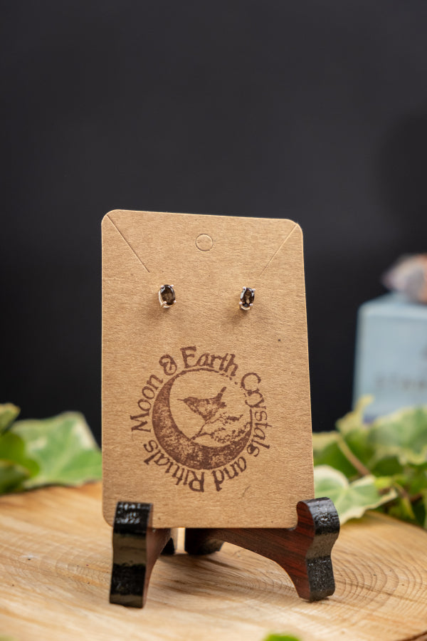 Smokey Quartz Stud Earrings Sterling Silver Crystal Gemstone Jewellery Grounding Protection Stone