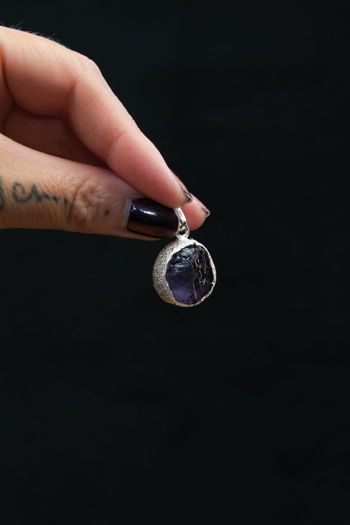 Raw Amethyst Sterling Silver Pendant