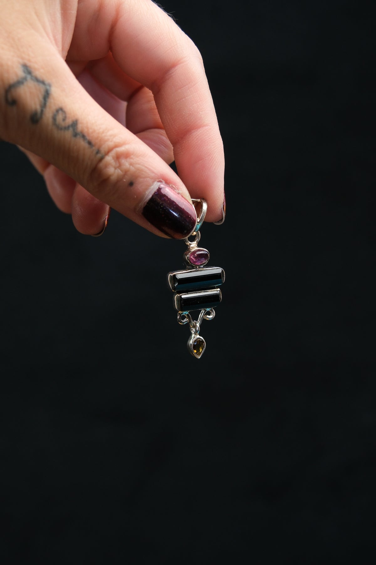 Multi-Colour Gem Tourmaline Sterling Silver Pendant