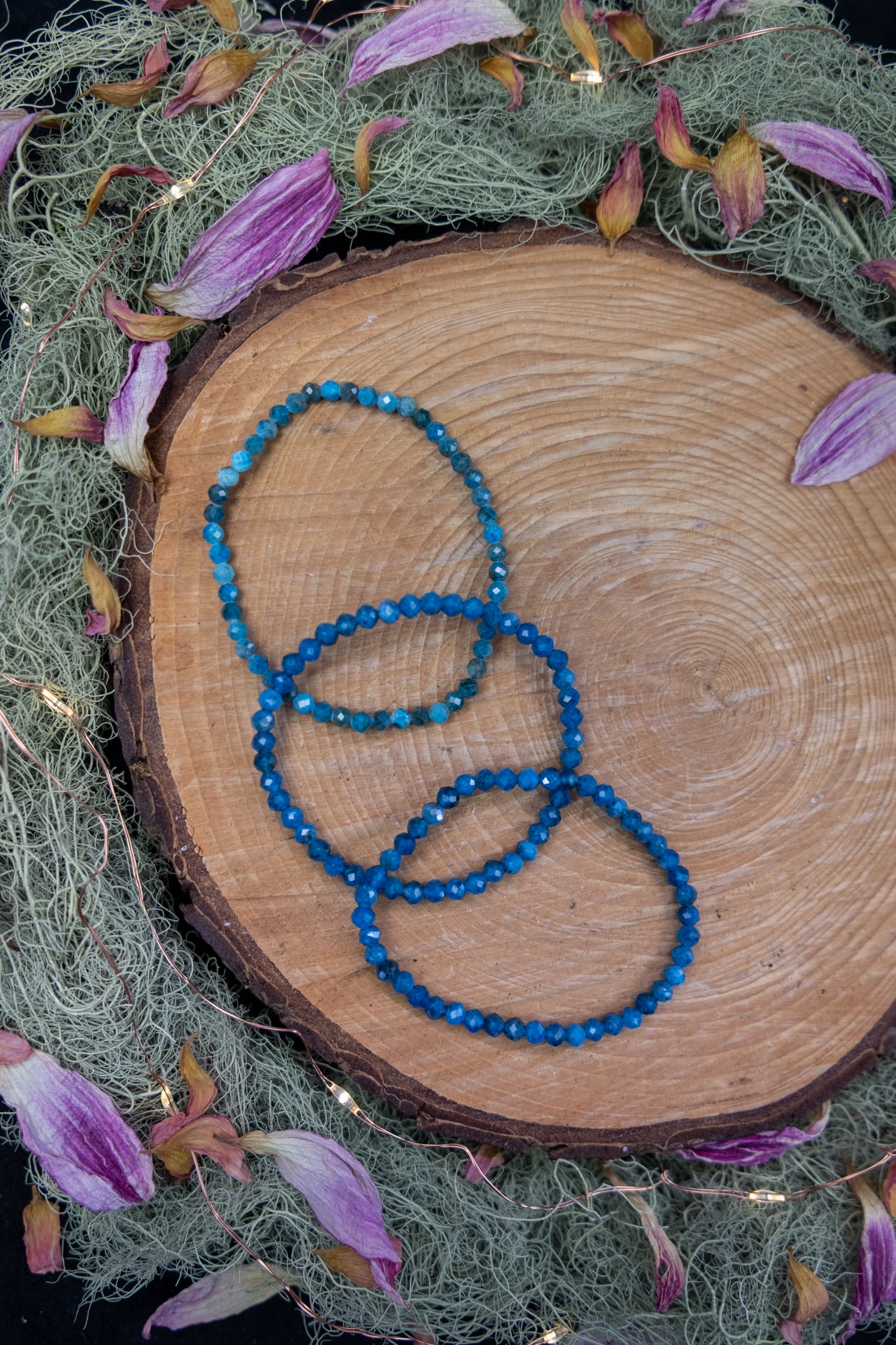 Blue Apatite Crystal Bracelet, 4mm Faceted Beads