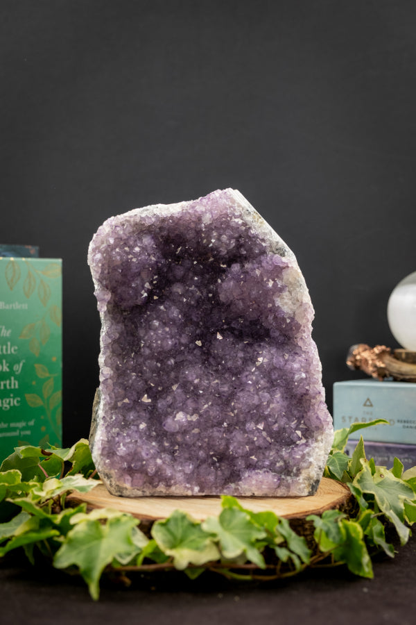 Pretty Lilac and Silver Amethyst Geode Freeform, Natural Purple Gemstone Cluster, Healing Crystal for Protection, Calm and Meditation