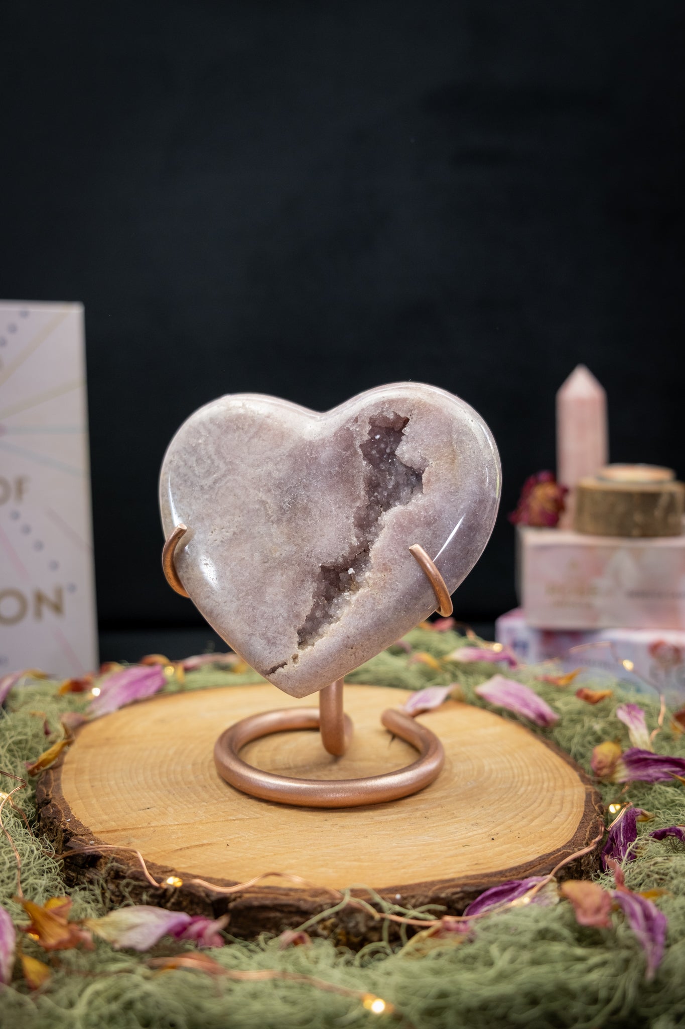 Pink Amethyst Heart on Stand
