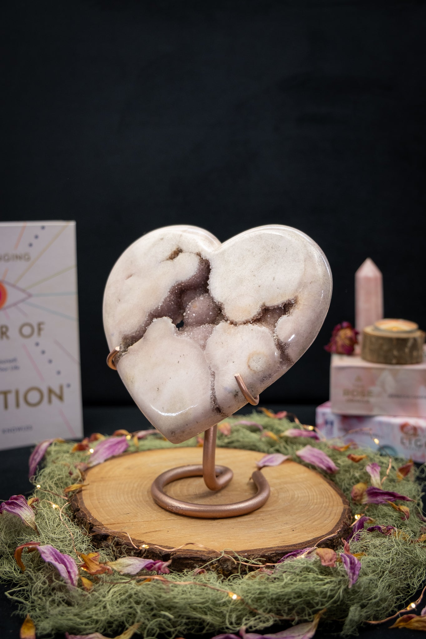 Pink Amethyst Heart on Stand