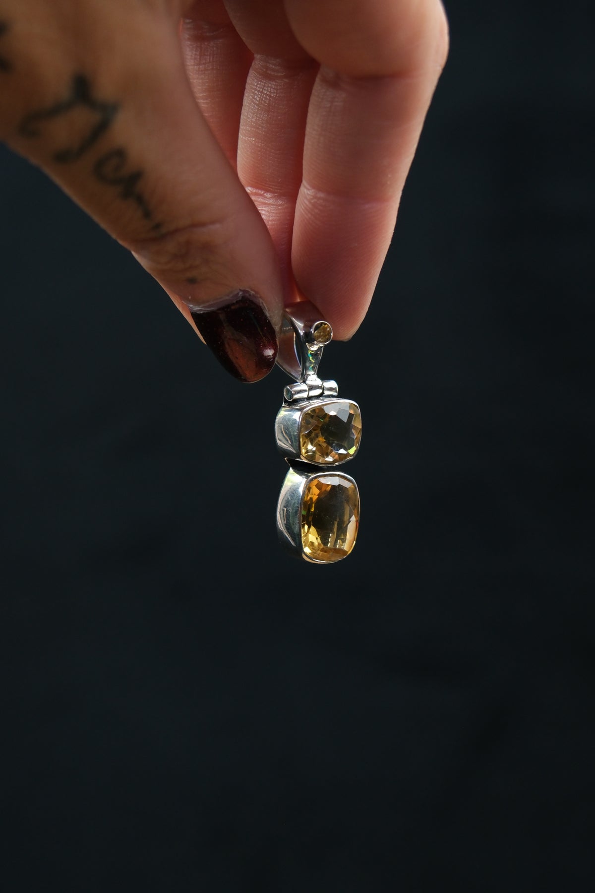 Triple Citrine Sterling Silver Pendant