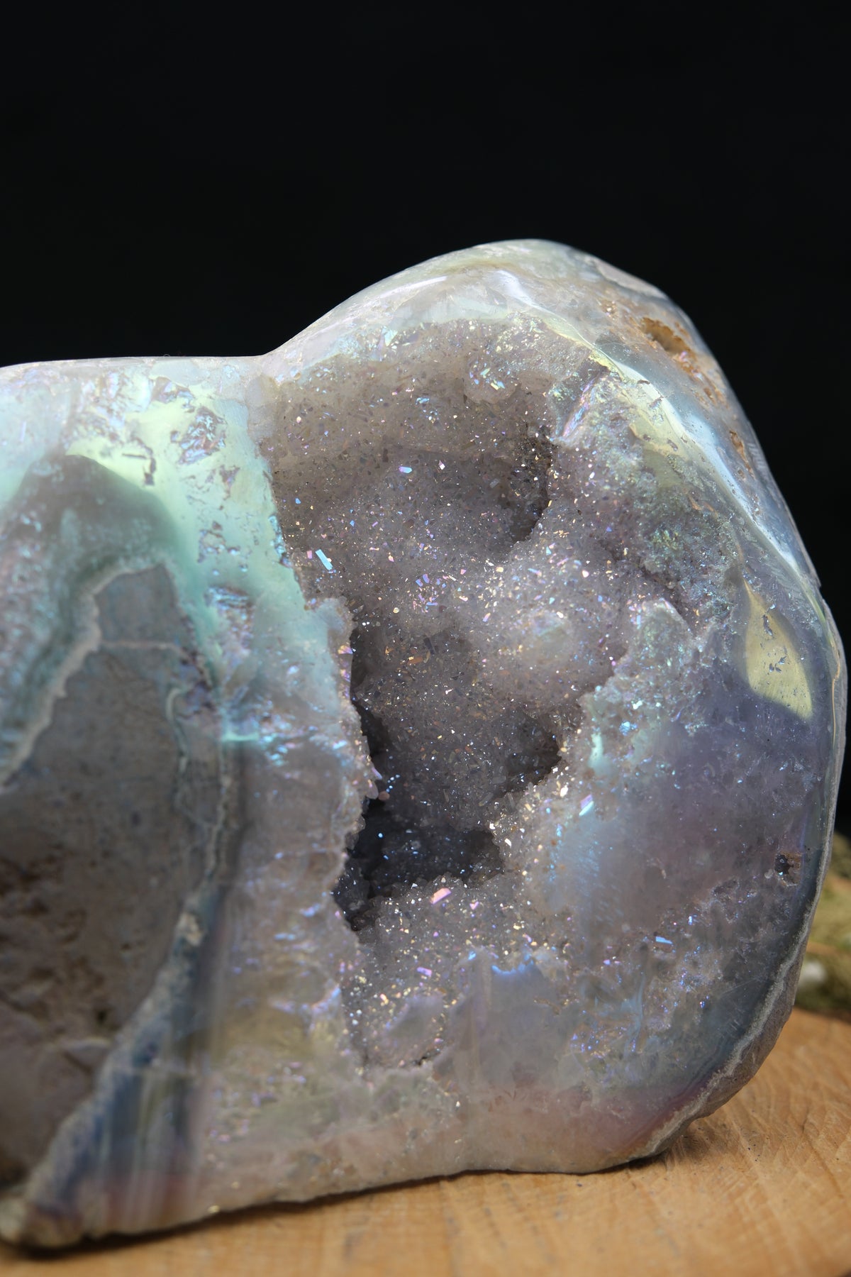 Amethyst Aura Cut Base Freeform