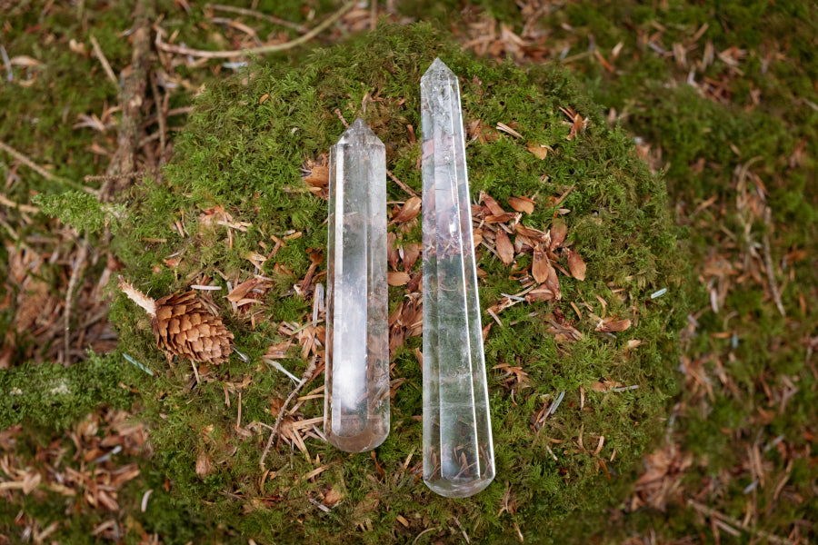 Smokey Lemurian Quartz Vogel Wand, 6 Sided Crystal Healing Tool with Domed Top for Grounding, Clarity and Spiritual Protection (Copy)