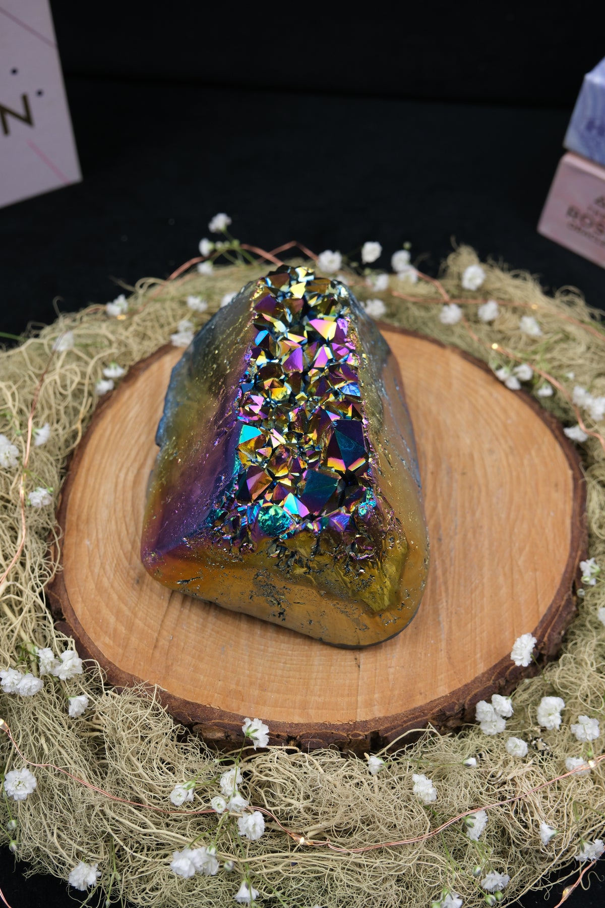 Titanium Aura Amethyst Cut Base Cluster