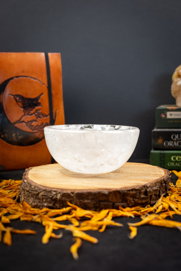 Exceptional Brazilian Quartz Bowl with Rainbows, High Grade Clear Crystal Charging Stone for Jewellery and Healing Work