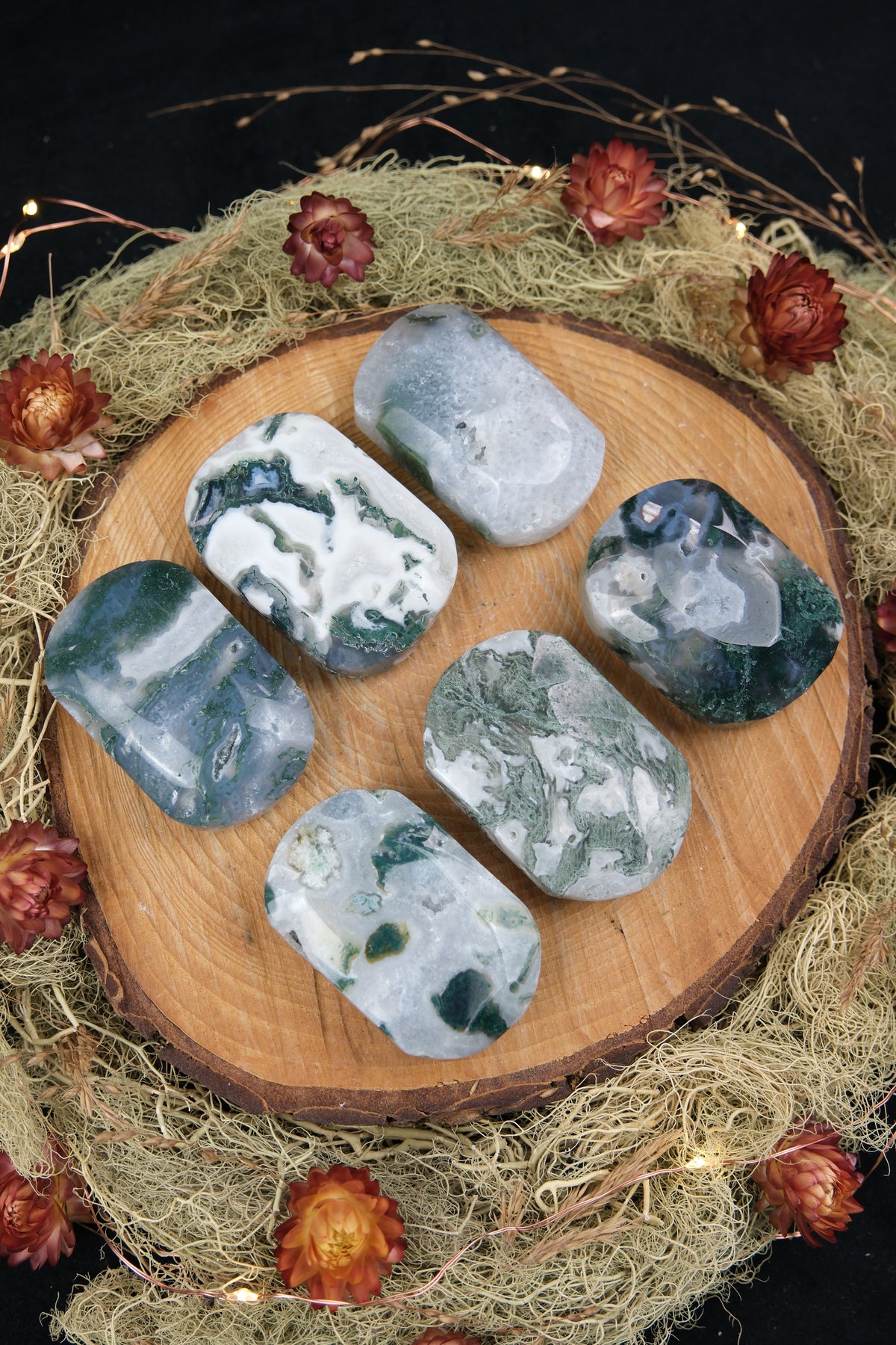 Moss Agate Palm Stone