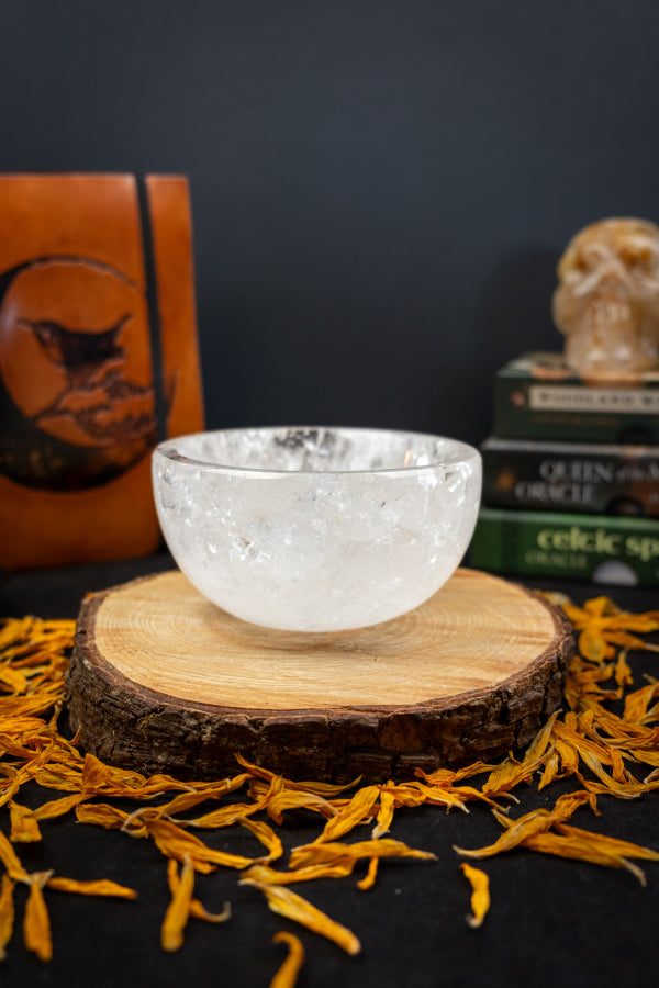 Exceptional Brazilian Quartz Bowl with Rainbows, High Grade Clear Crystal Charging Stone for Jewellery and Healing Work