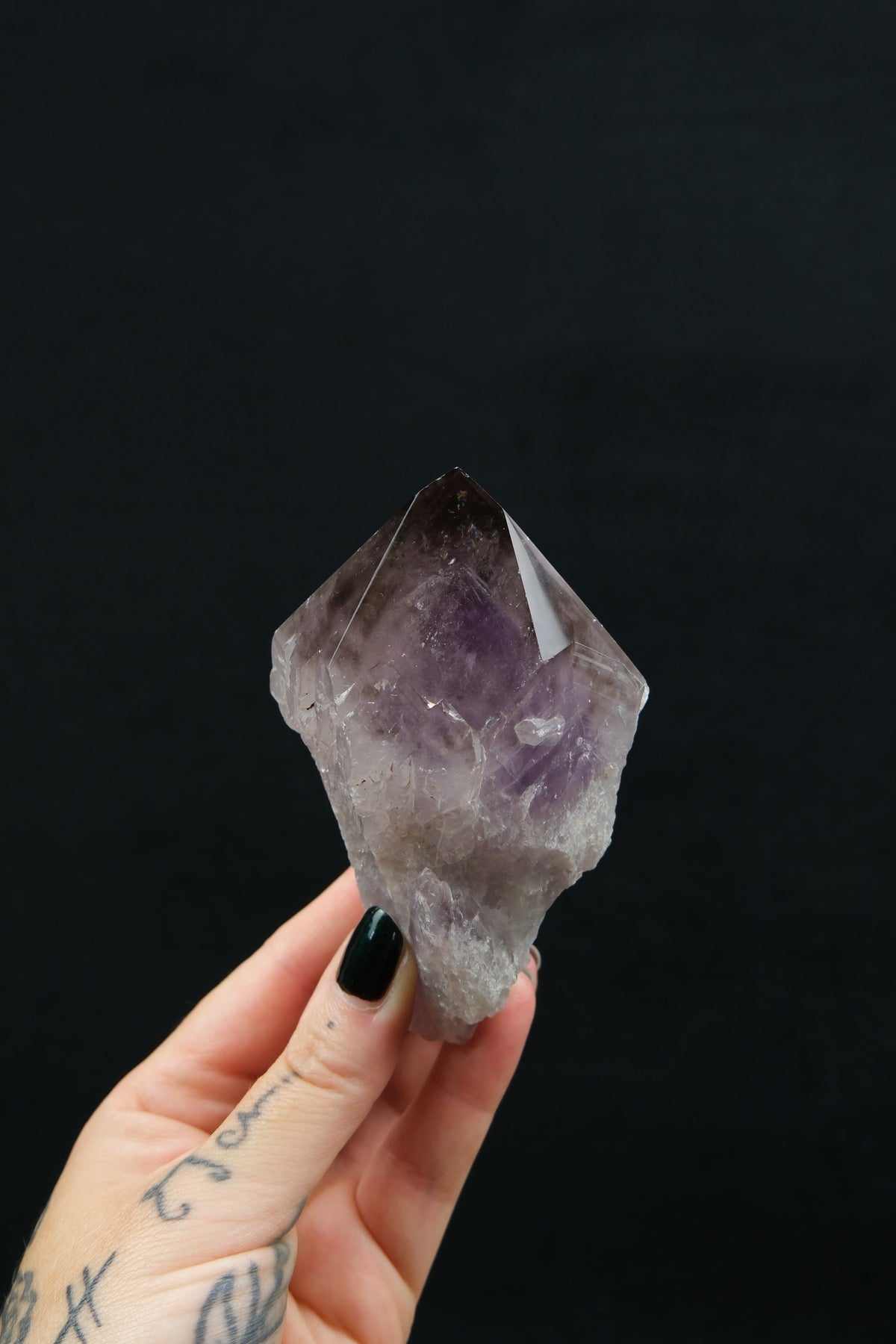 Natural Amethyst & Smokey Quartz Phantom Point