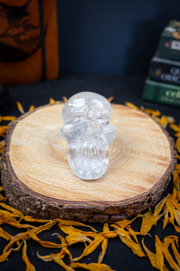 Exceptional Brazilian Quartz Crystal Skull, High Clarity, Epic Rainbow Gemstone Carving, Powerful Energy Stone