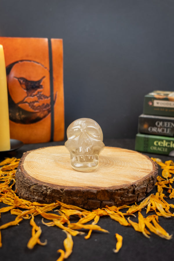 Natural Citrine Crystal Skull Hand Carved Gemstone Stone Carving for Abundance Healing Energy and Clarity