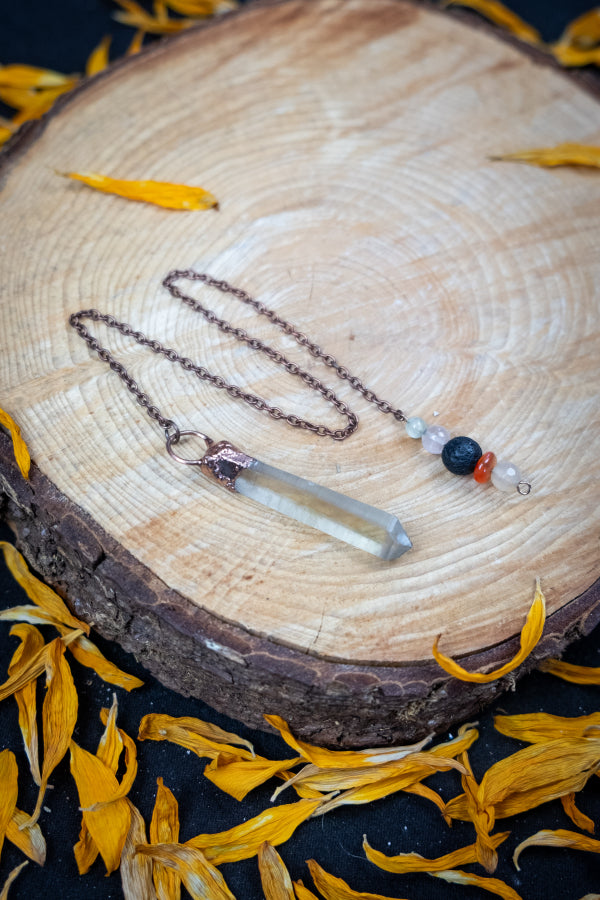 Smokey Citrine Crystal Pendulum in Copper, Electroformed Healing Gemstone Dowsing Tool for Energy Clearing and Spiritual Guidance