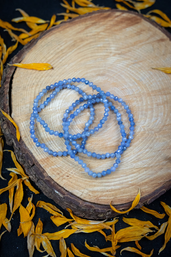 Tanzanite Faceted Gemstone Bracelet 4mm, Genuine Tanzanite Crystal Jewellery, Healing Stone Beaded Bracelet for Spiritual Growth