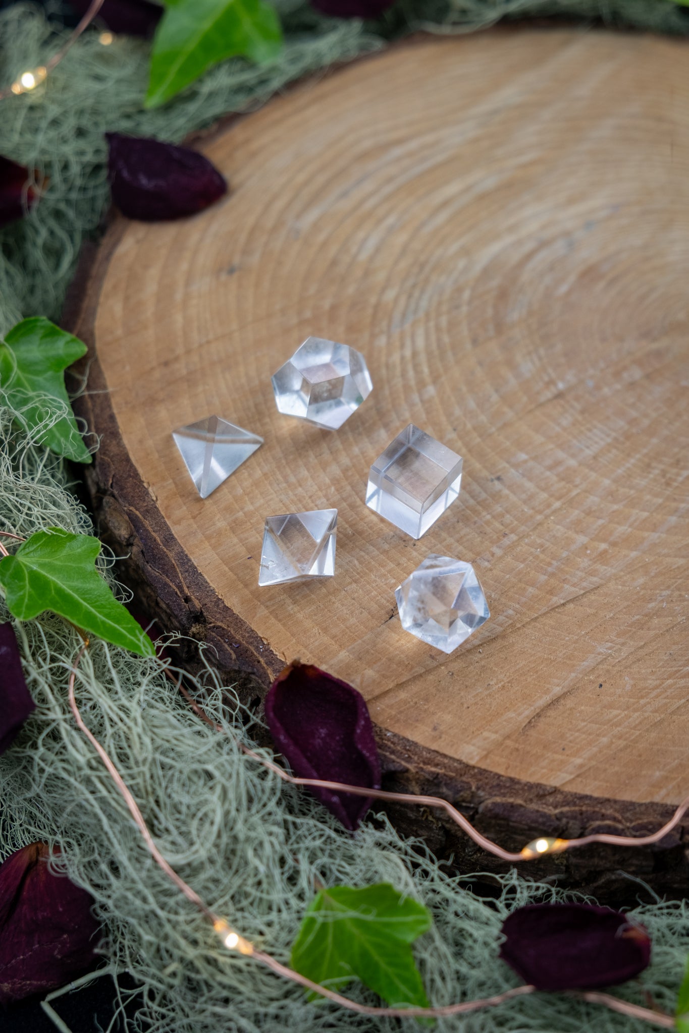 Clear Quartz Platonic Solids Set